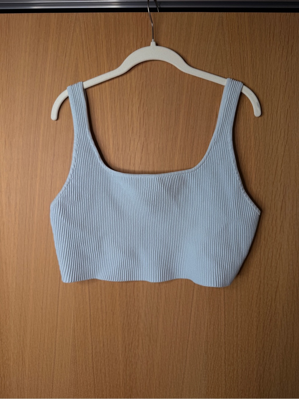 Babaton Light Blue Ribbed Crop Tank Top - Women